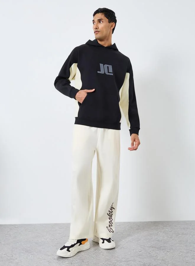 Styli Men Black Embroidered Hoodie